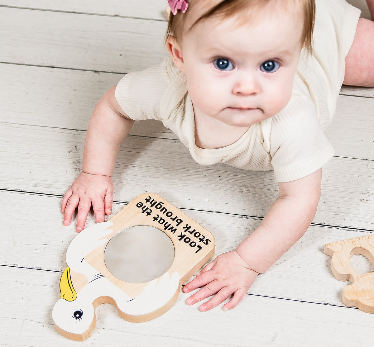 Look at ME! Little Explorers Baby's First Mirror - Friendly Stork | Made in the USA 🇺🇸