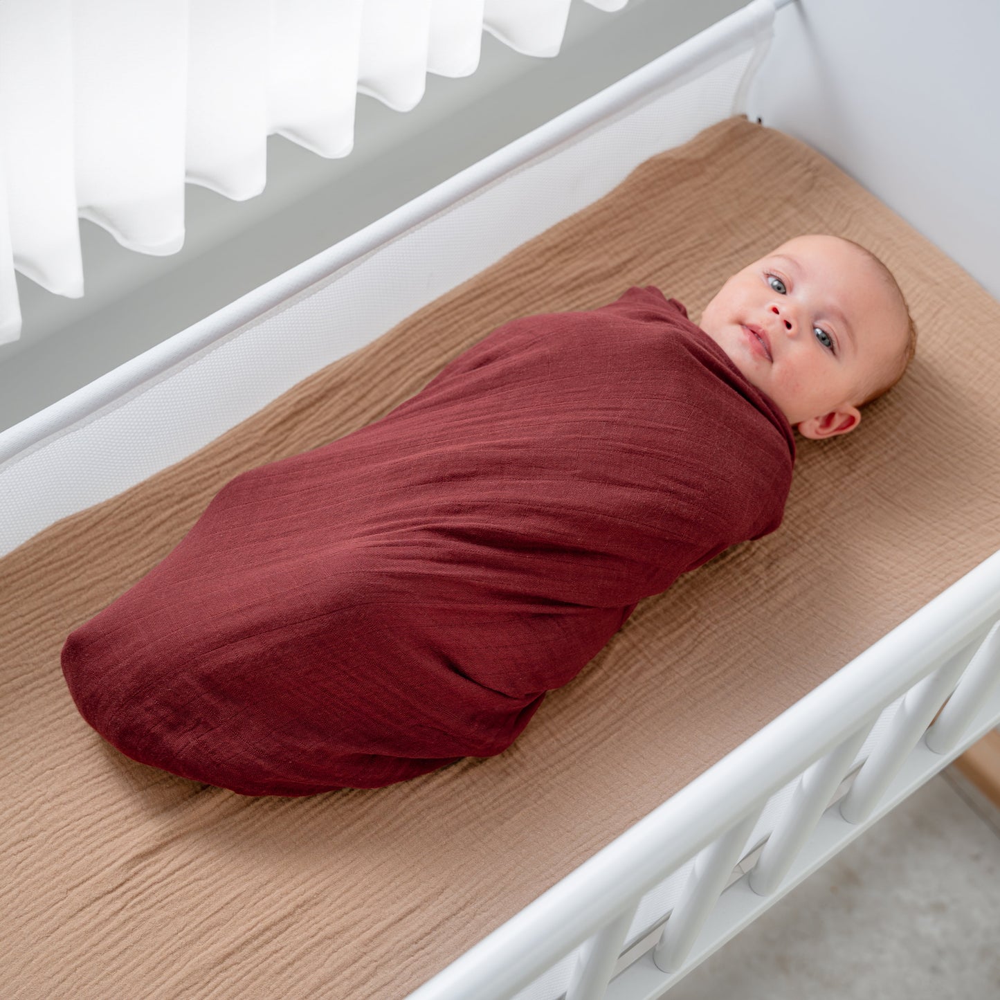 Muslin Swaddle Blanket, 47” x 47” in Wine & Neptune, 2 Pack