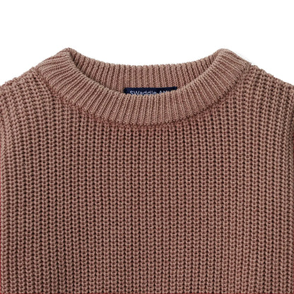 Classic Knit Baby Sweater in Mocha