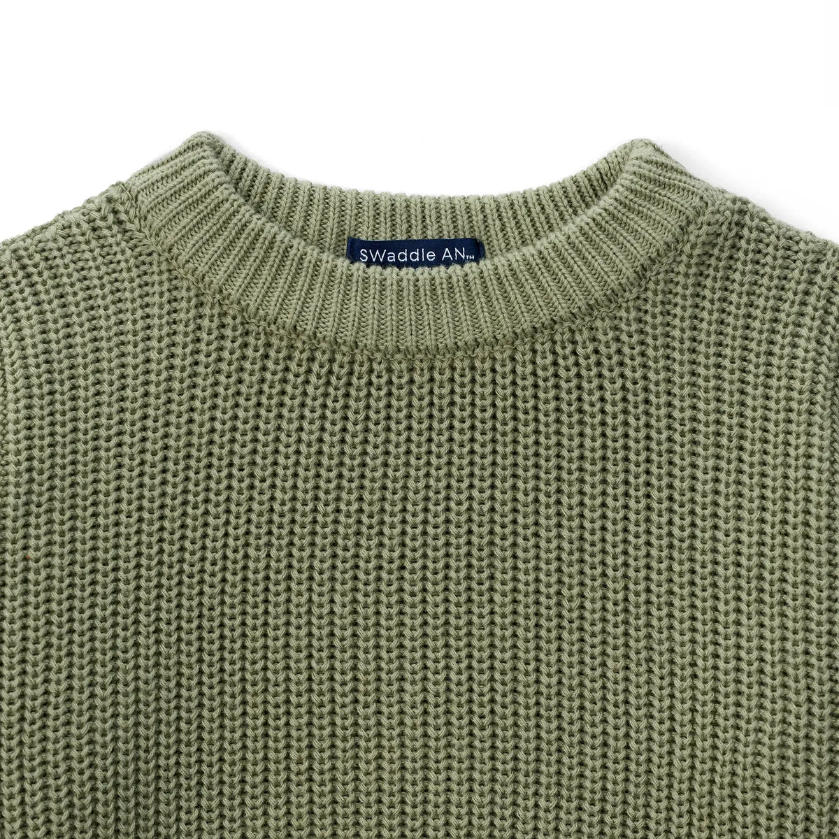 Classic Knit Baby Sweater in Sage Green