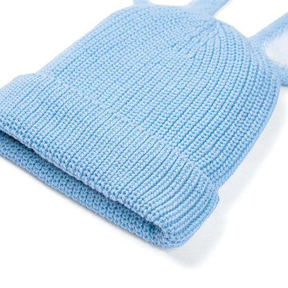 Bunny Ear Knit Beanie in Baby Blue