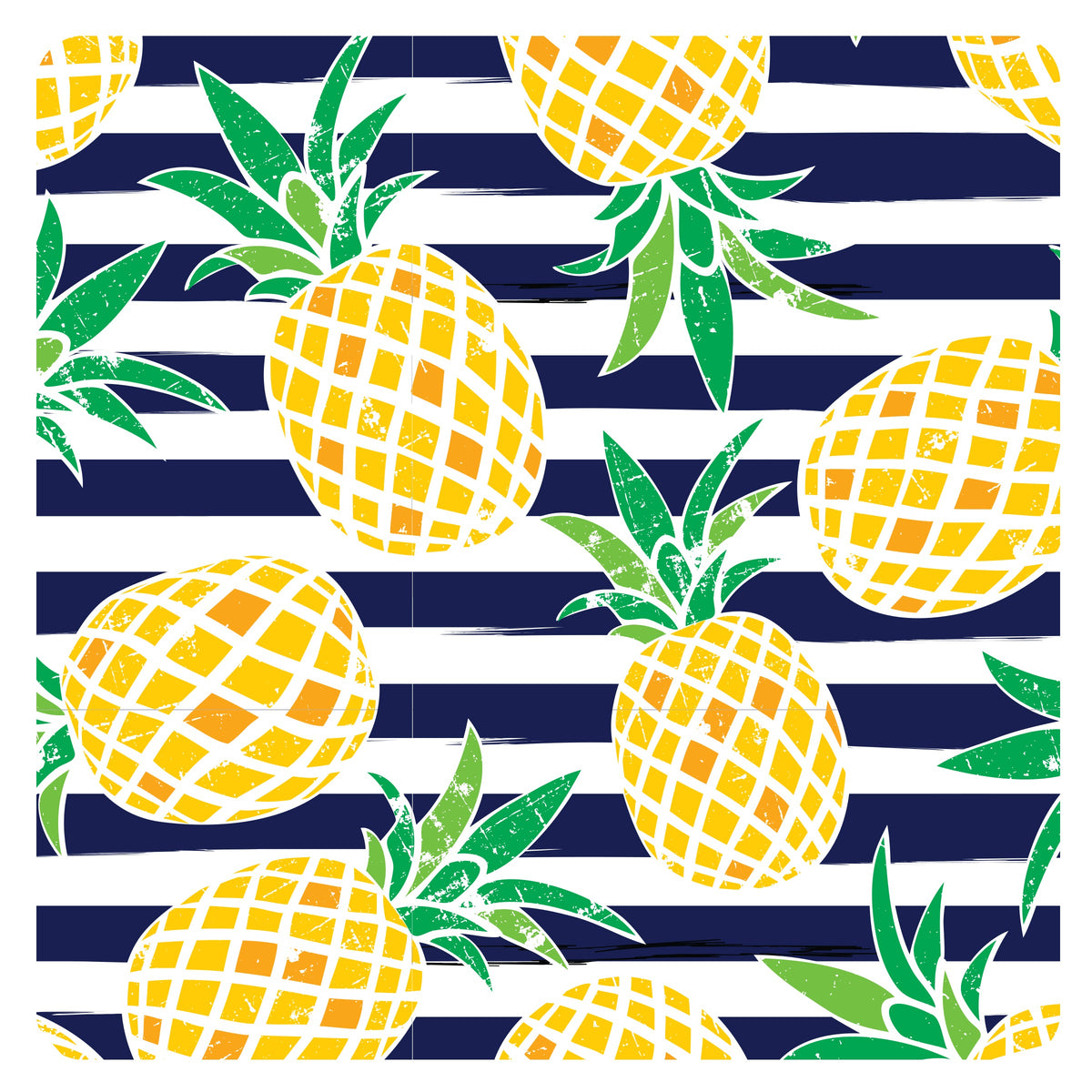 Summer Stripes - Pineapple - Splash Mat - A Waterproof Catch-All for Highchair Spills and More!