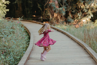 Bamboo Blend L/S Twirly Tee Dress - Woodland Dreams