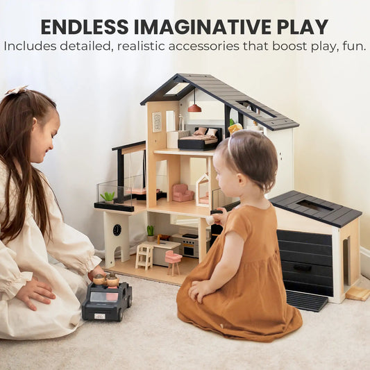 Tiny Land® Sweetwood Edge Dollhouse & Wooden Dollhouse Garage