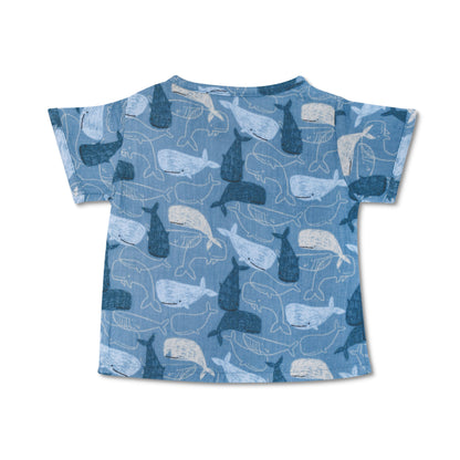 Muslin Short Sleeve Boxy Fit Top - Whale Tales