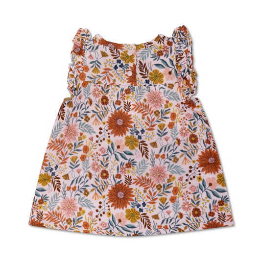 Muslin Flutter Sleeve Dress - Zinnia Bloom