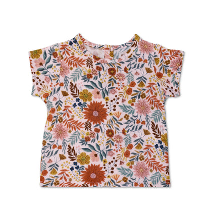 Muslin Short Sleeve Boxy Fit Top - Zinnia Bloom