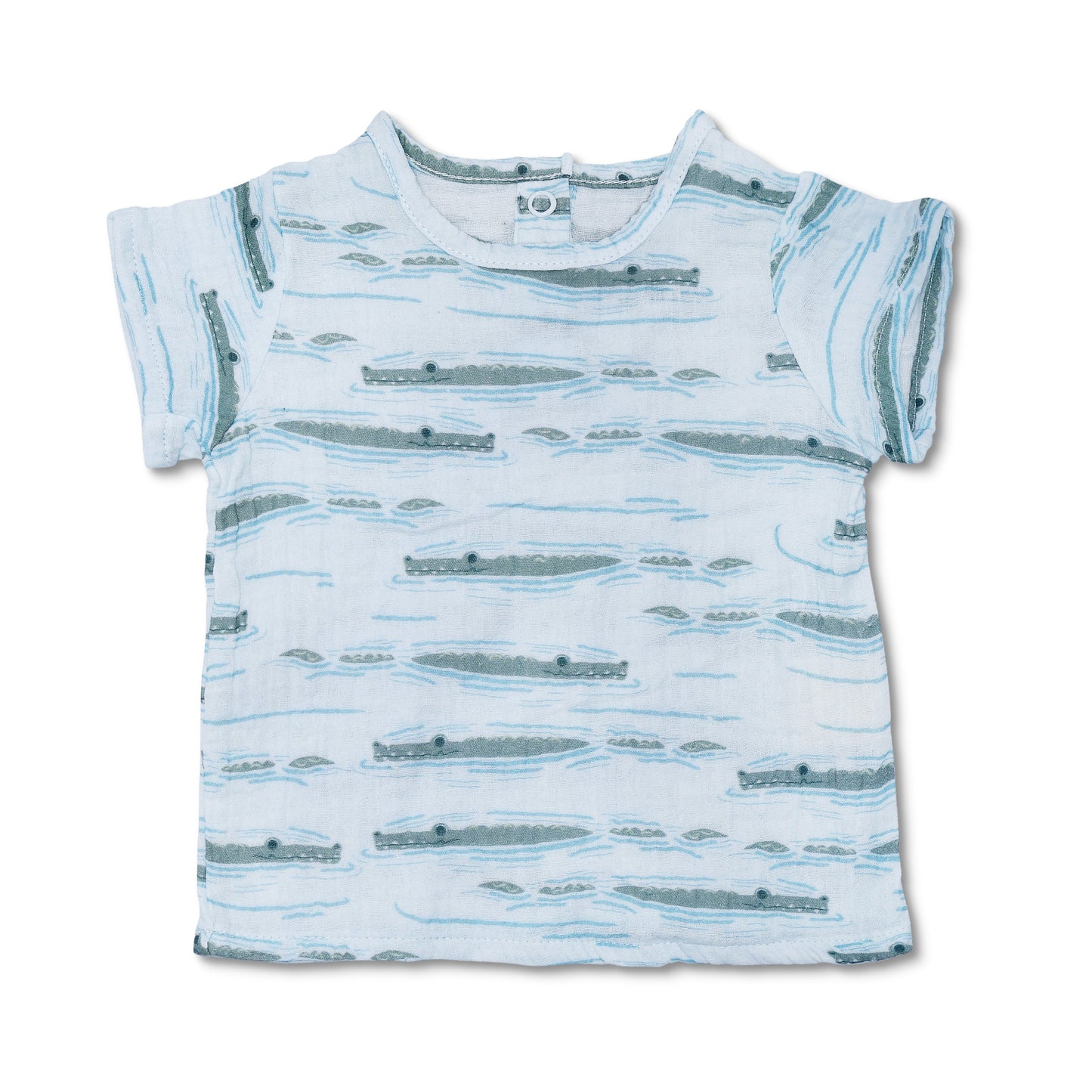 Muslin Short Sleeve Boxy Fit Top - Alligator Isle