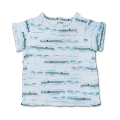 Muslin Short Sleeve Boxy Fit Top - Alligator Isle