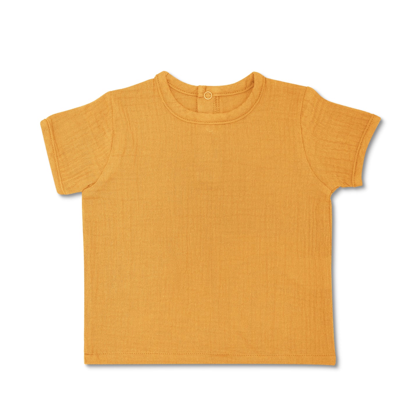 Muslin Short Sleeve Boxy Fit Top - Mustard