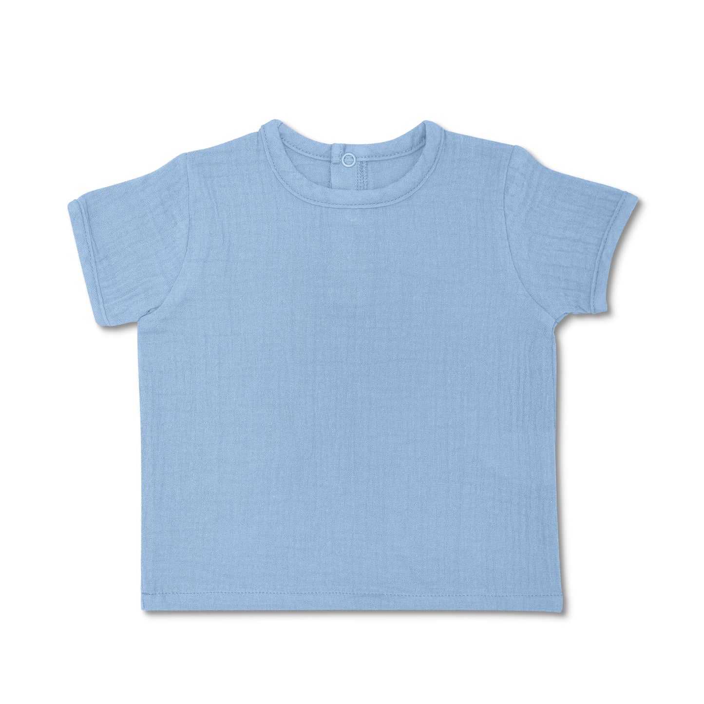 Muslin Short Sleeve Boxy Fit Top - Blue