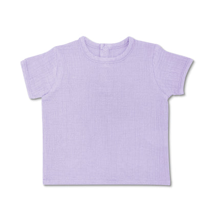 Muslin Short Sleeve Boxy Fit Top - Lavender