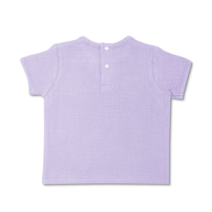 Muslin Short Sleeve Boxy Fit Top - Lavender