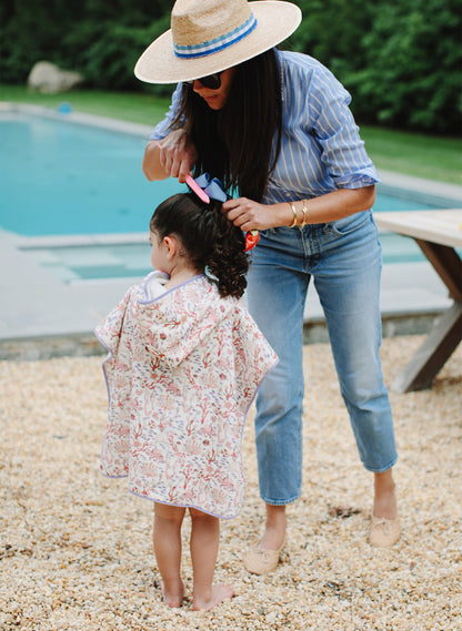 Children's Organic Swim Poncho - Rosy Coral Reef
