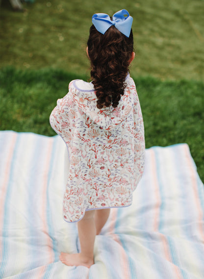 Children's Organic Swim Poncho - Rosy Coral Reef