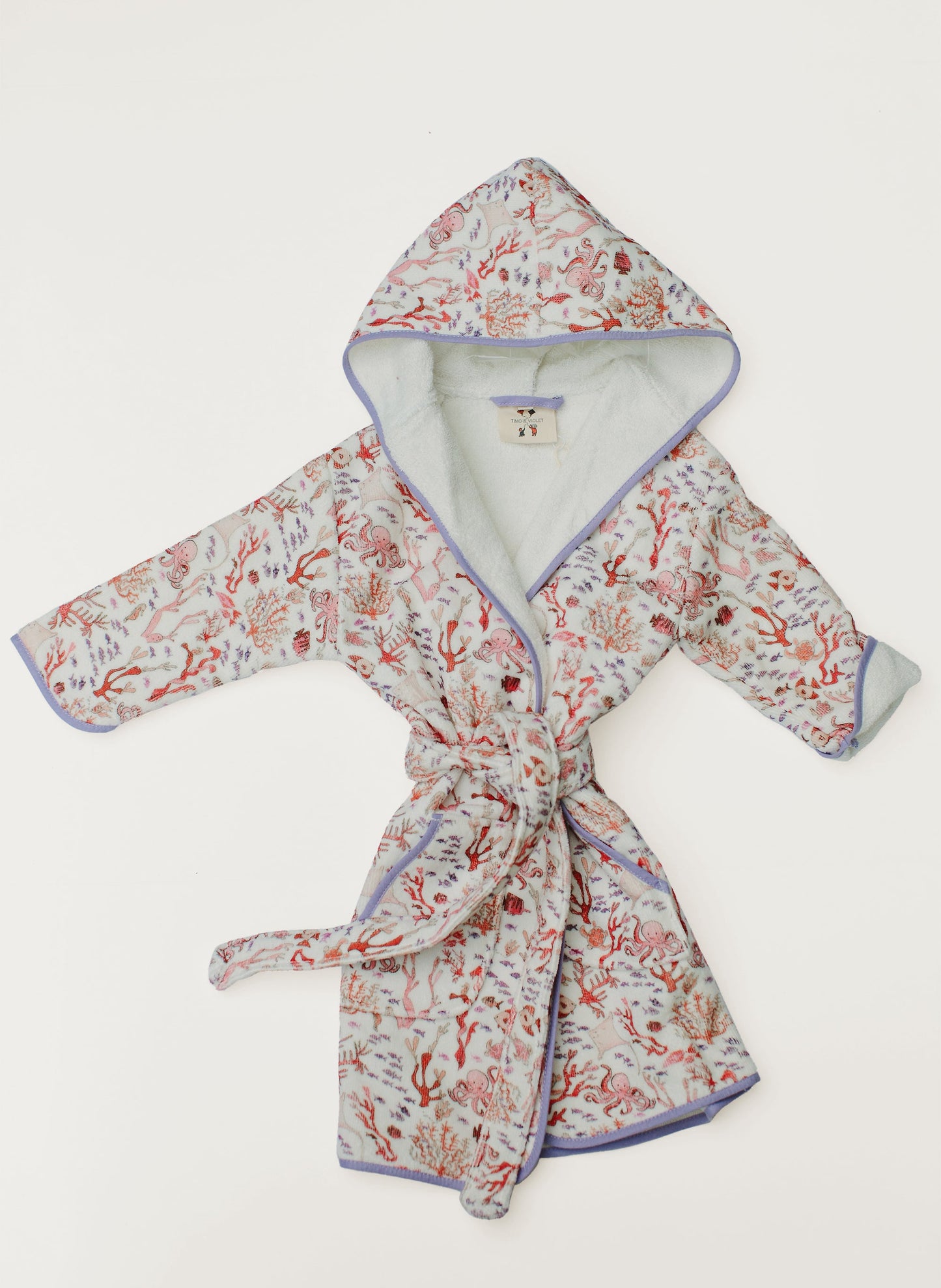 Organic Children’s Bathrobe – Rosy Coral Reef
