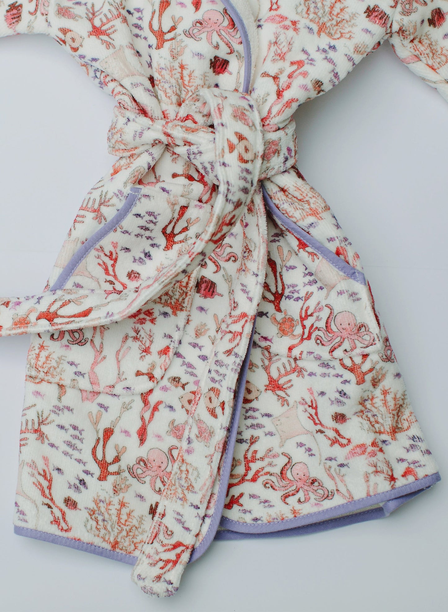 Organic Children’s Bathrobe – Rosy Coral Reef