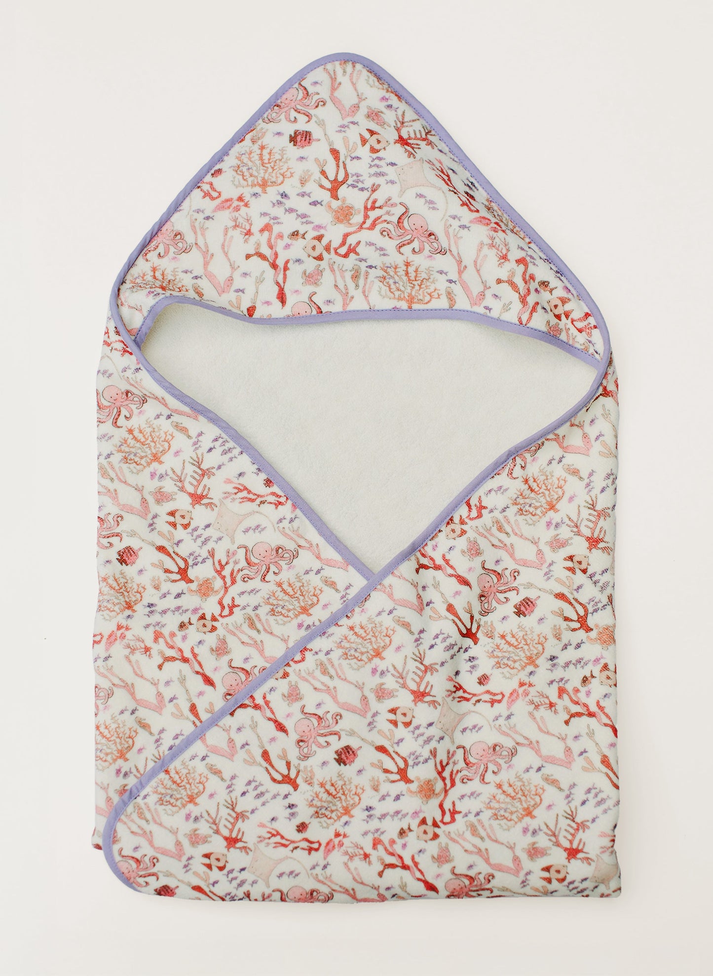 Hooded Bath Towel - Rosy Coral Reef