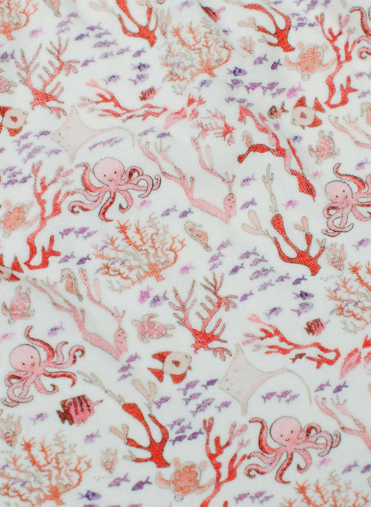 Children's Organic Swim Poncho - Rosy Coral Reef