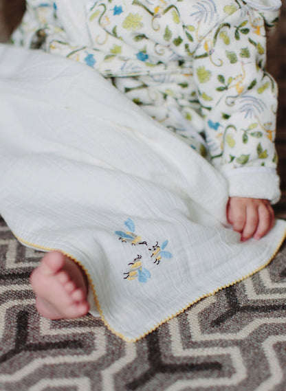Bumblebee Embroidered Shawl Blanket
