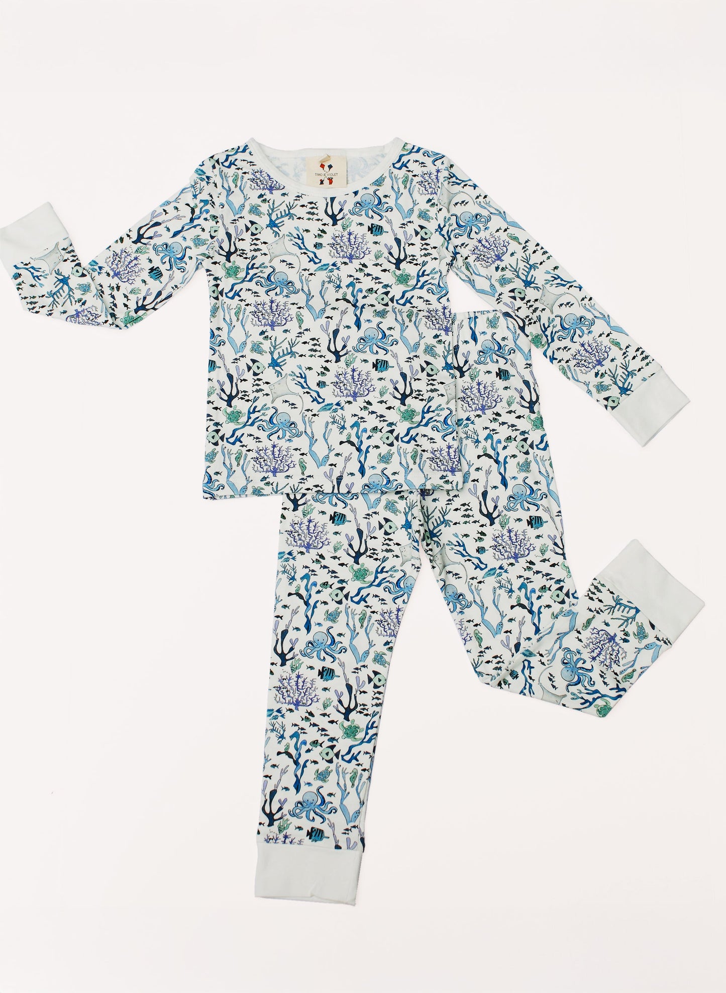 Children's Two Piece Organic Pajamas - Coral Reef