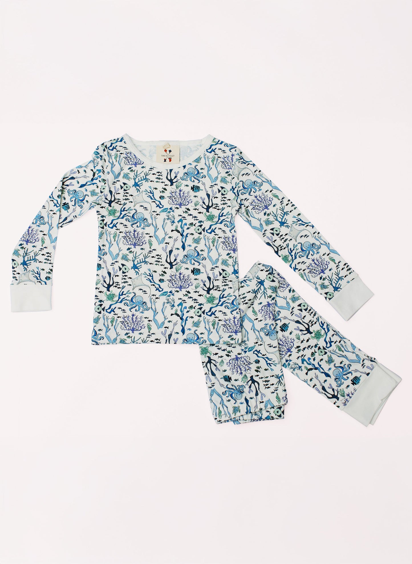 Children's Two Piece Organic Pajamas - Coral Reef