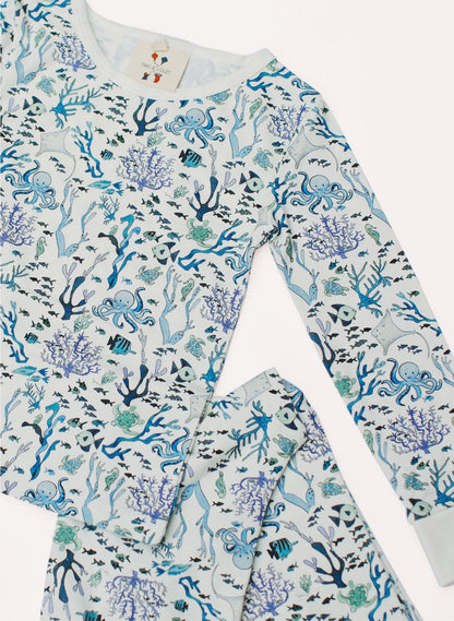 Children's Two Piece Organic Pajamas - Coral Reef