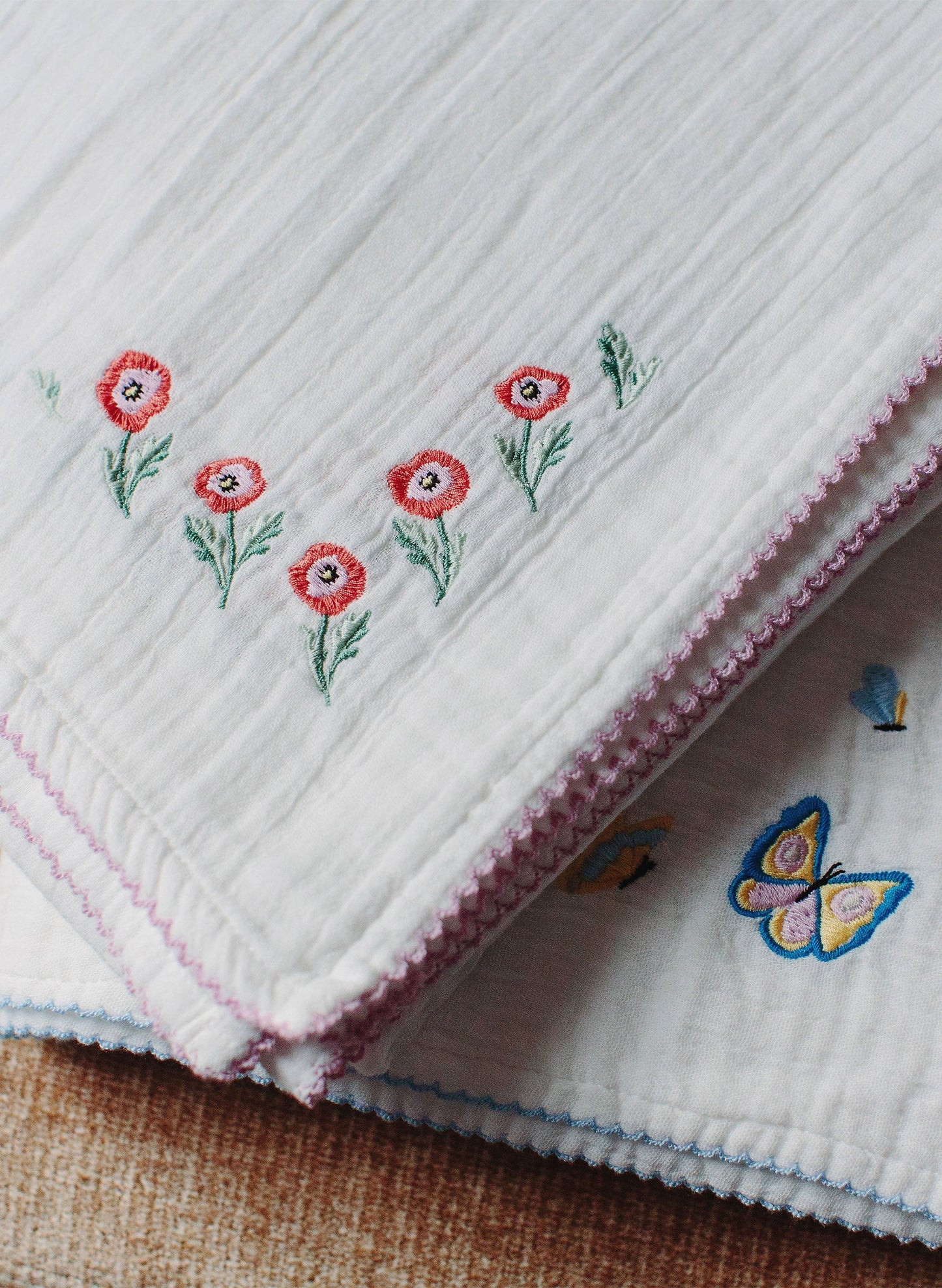 Poppy Embroidered Shawl Blanket