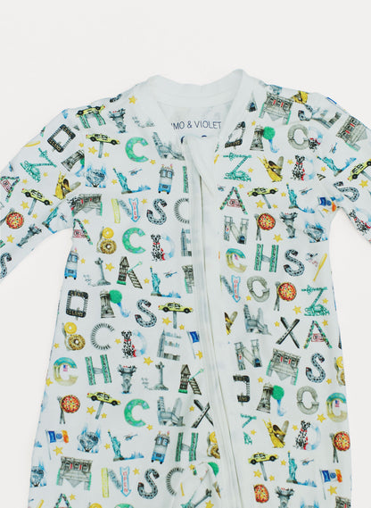 Baby Zippered One-Piece - NYC Alphabet