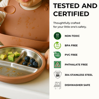 Stainless Steel Toddler Feeding Set 12+ Months- Mocha Mousse