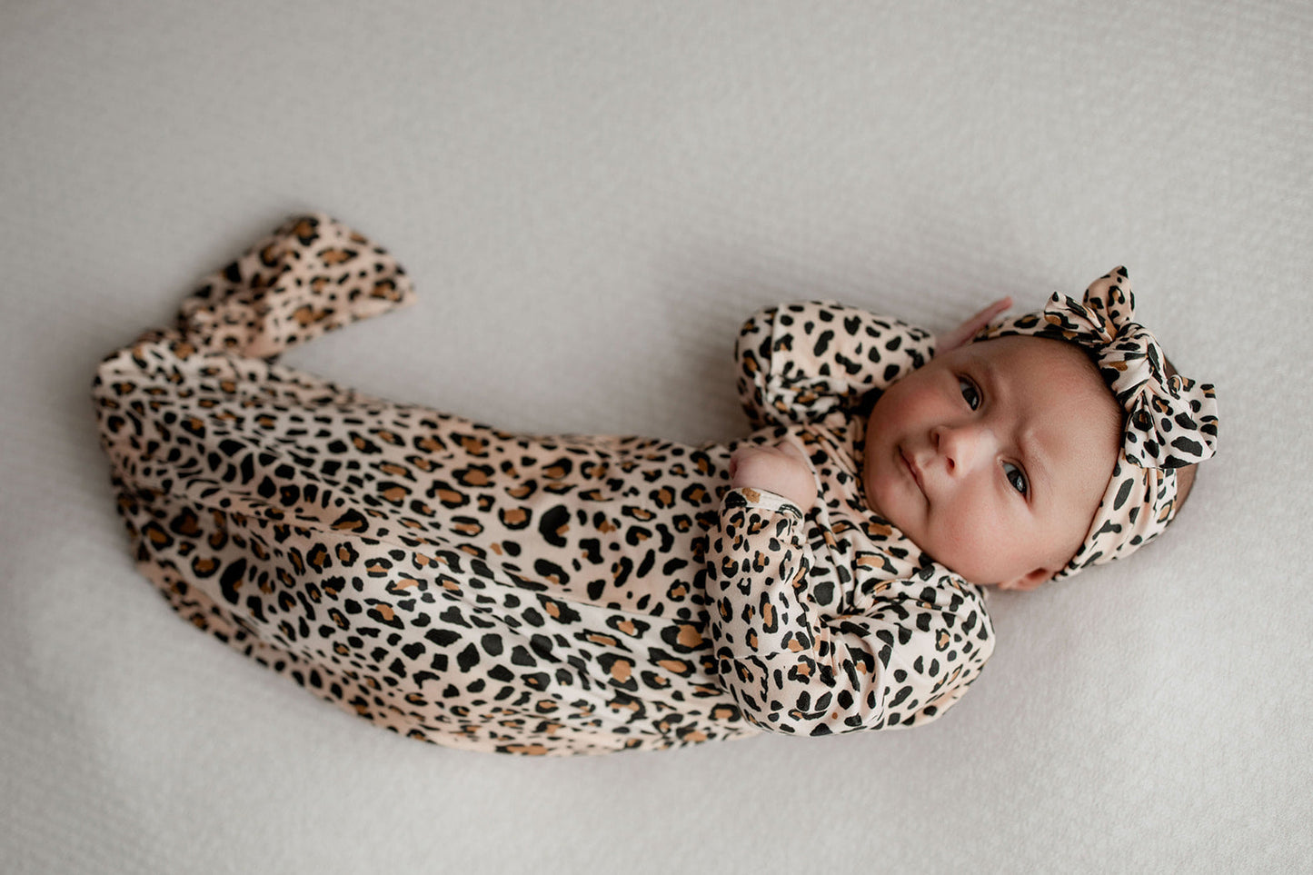 Leopard Knotted Newborn Baby Gown