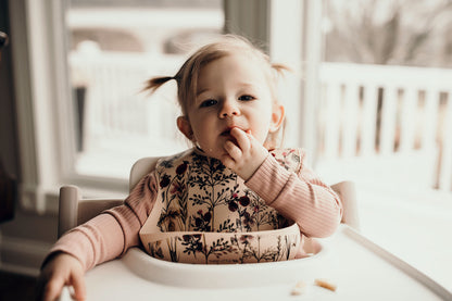 Floral Silicone Bib with Crumb Catcher