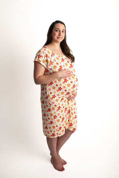70s Groovy Mommy Labor and Delivery Nursing Hospital Gown