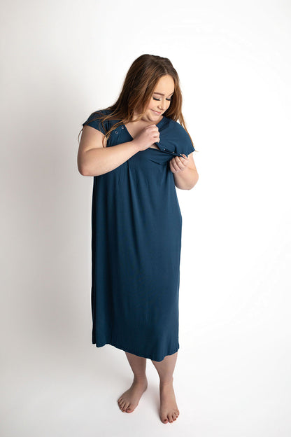 Navy Blue Mommy Labor and Delivery Nursing Hospital Gown