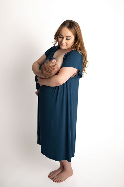 Navy Blue Mommy Labor and Delivery Nursing Hospital Gown