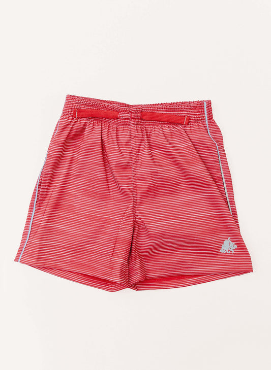 Boys Swim Short - Racing Red Stripe