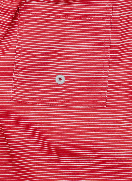 Boys Swim Short - Racing Red Stripe