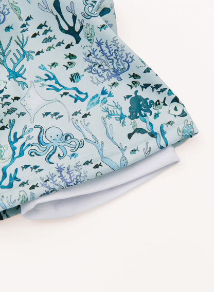 Boys Swim Short - Blue Coral Reef