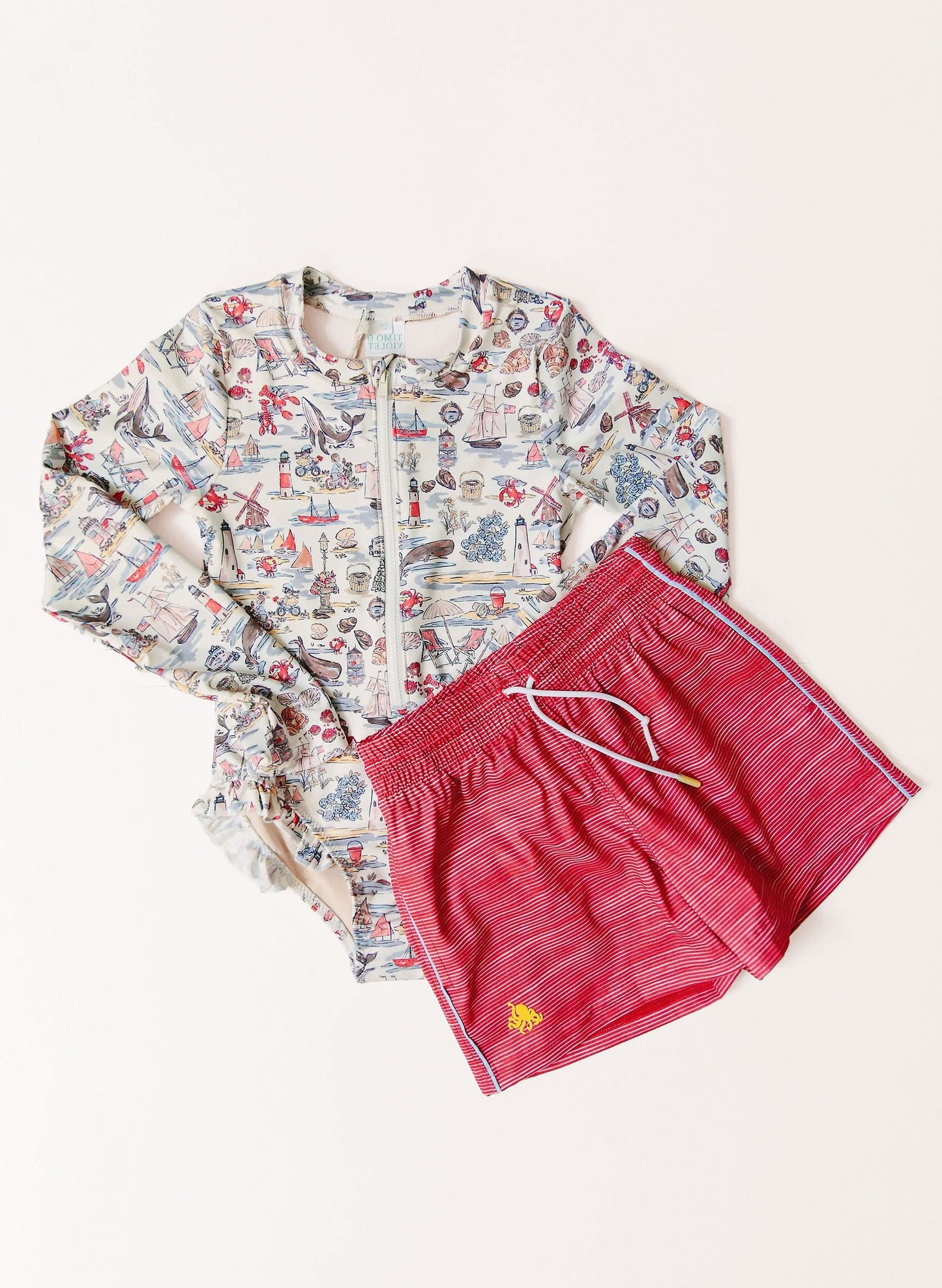 Boys Swim Short - Racing Red Stripe