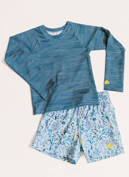Boys Swim Short - Blue Coral Reef