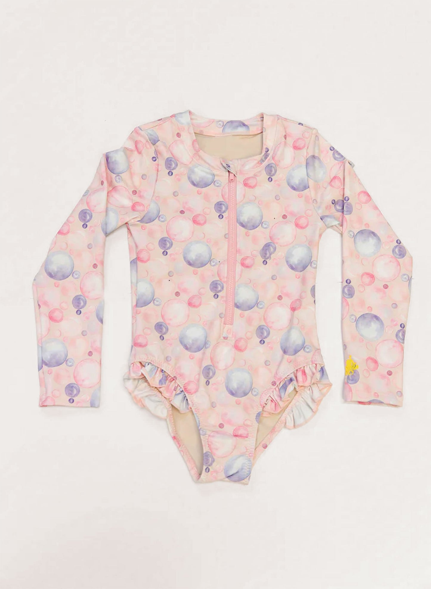 Girls Rashguard Swimsuit - Pink Bubbles