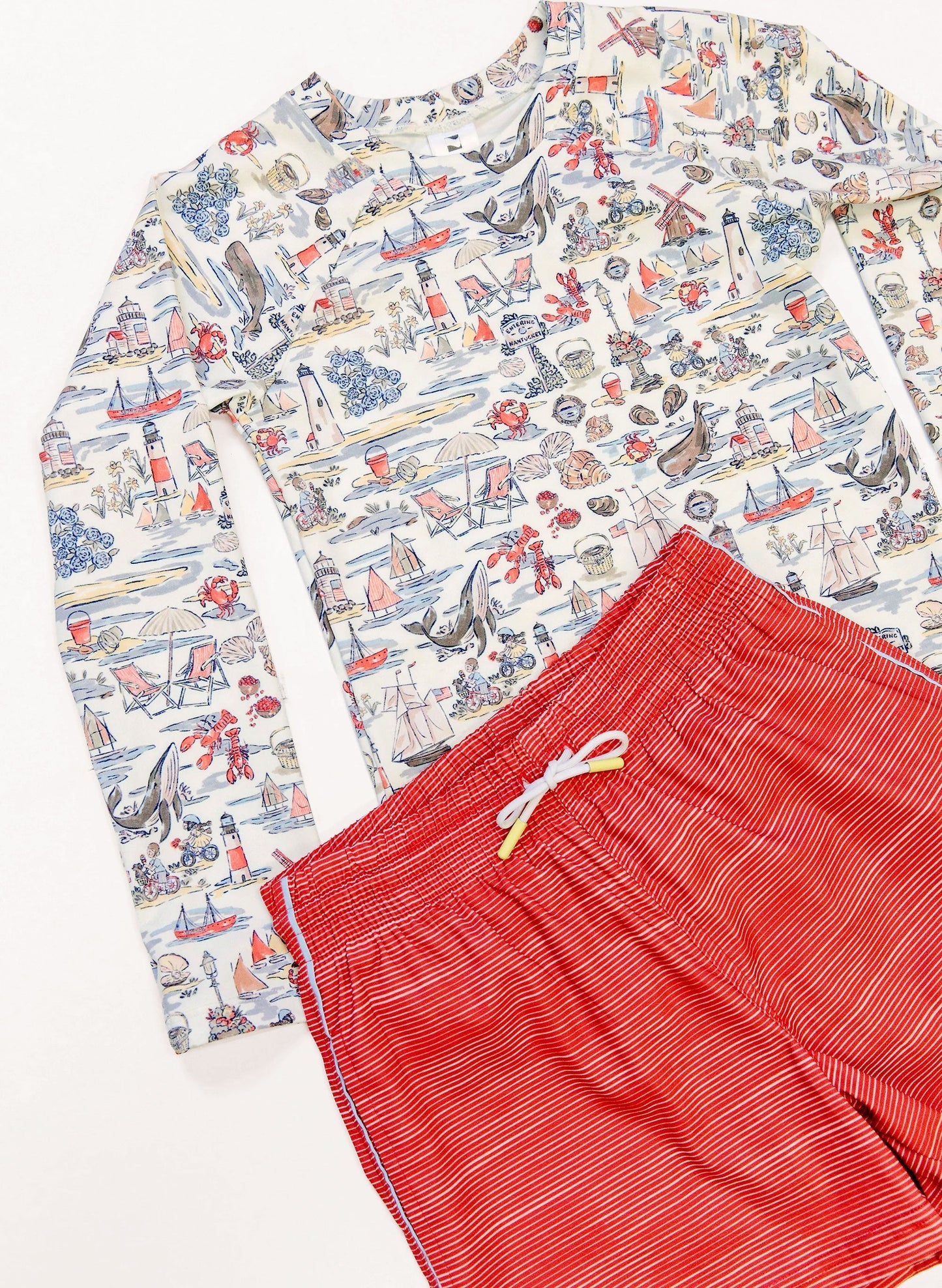 Boys Swim Short - Racing Red Stripe