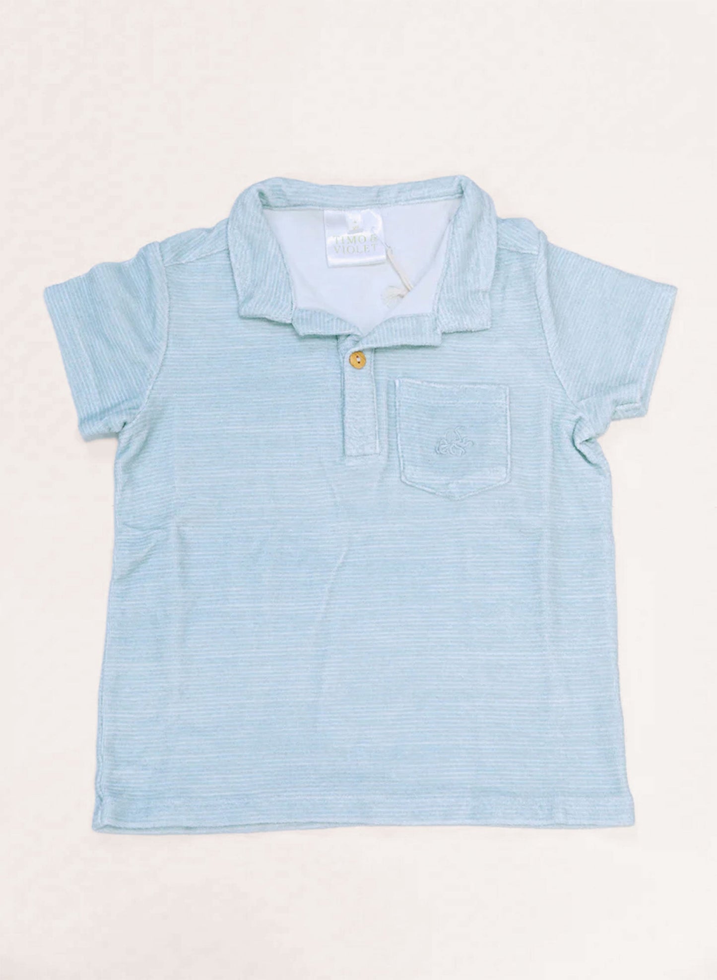 Dax French Terry Polo - Misty Blue Stripe