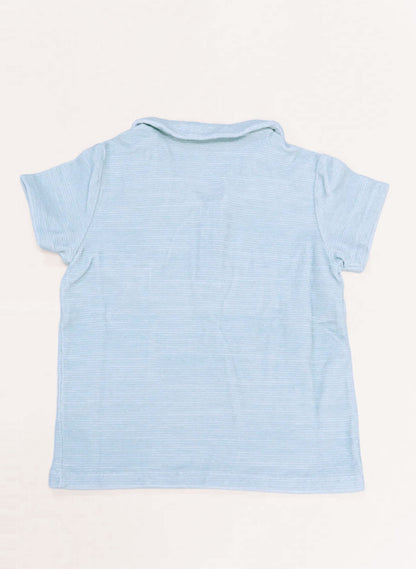 Dax French Terry Polo - Misty Blue Stripe