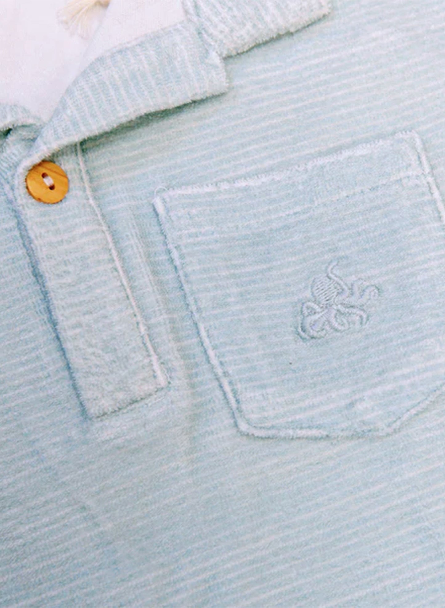 Dax French Terry Polo - Misty Blue Stripe