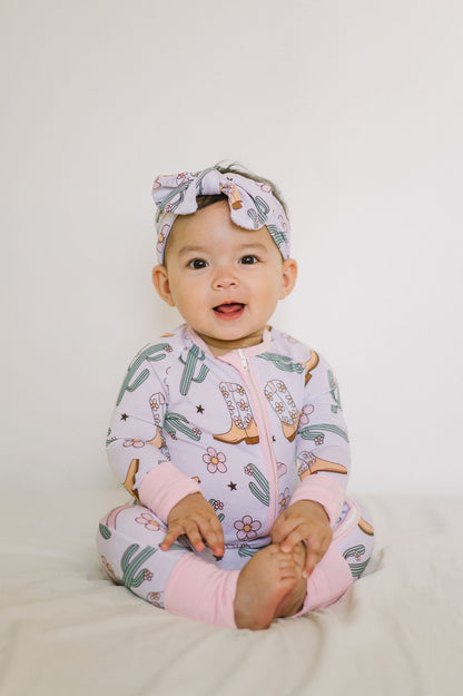Pink Cowgirl Bamboo Zipper Romper