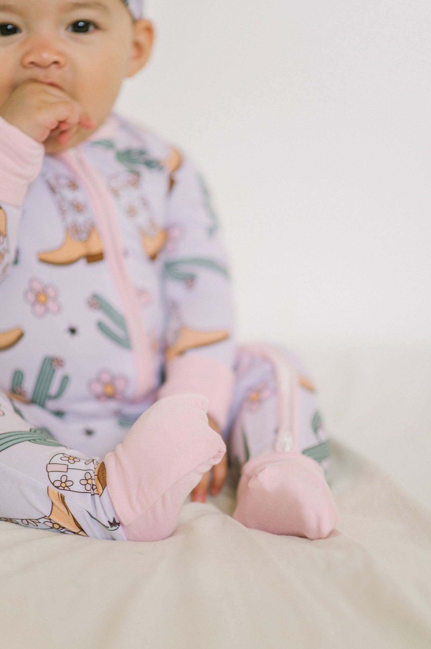 Pink Cowgirl Bamboo Zipper Romper