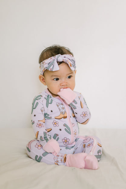 Pink Cowgirl Bamboo Zipper Romper
