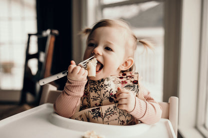 Floral Silicone Bib with Crumb Catcher