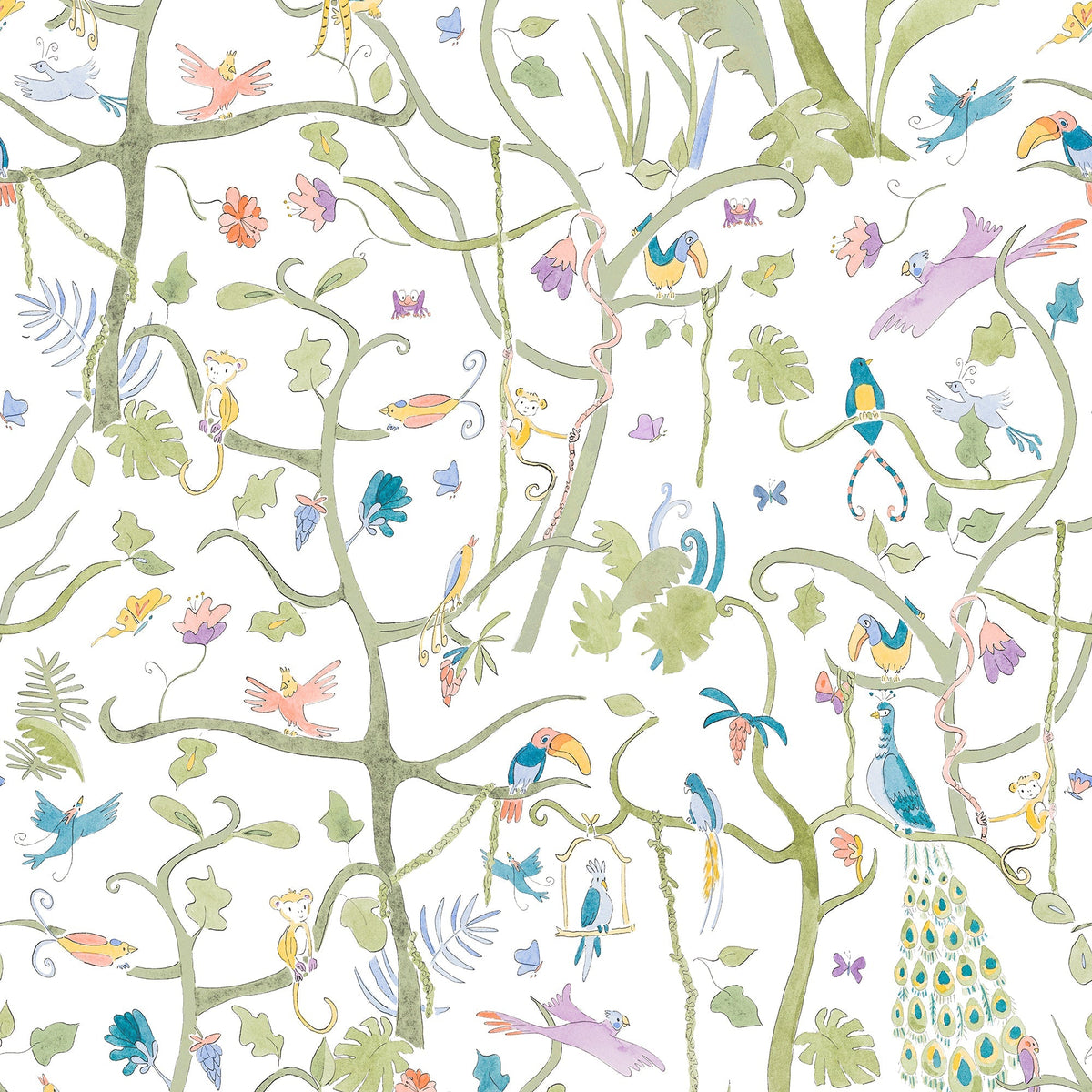 Children's Two Piece Organic Pajamas - Tropical Garden